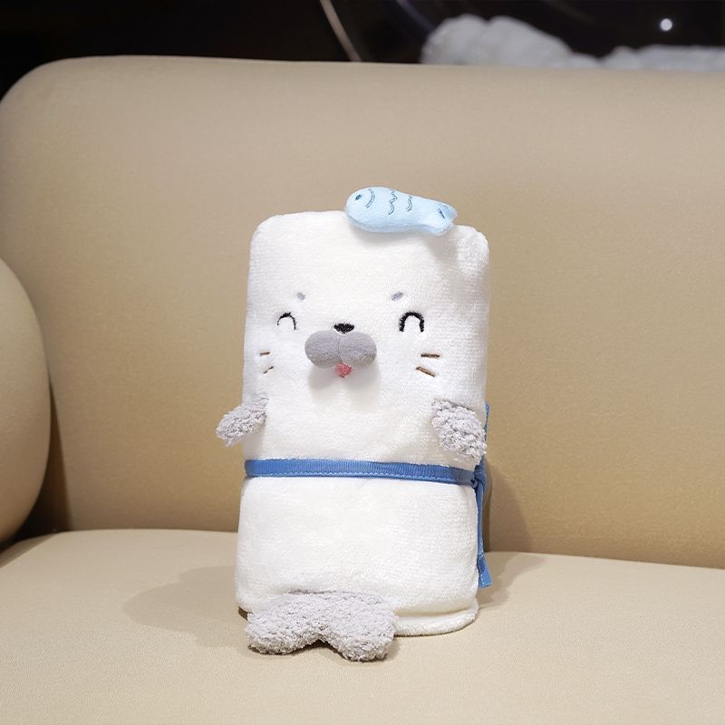 Fluffy Seal Flannel Throw Blanket for Naps & Travel