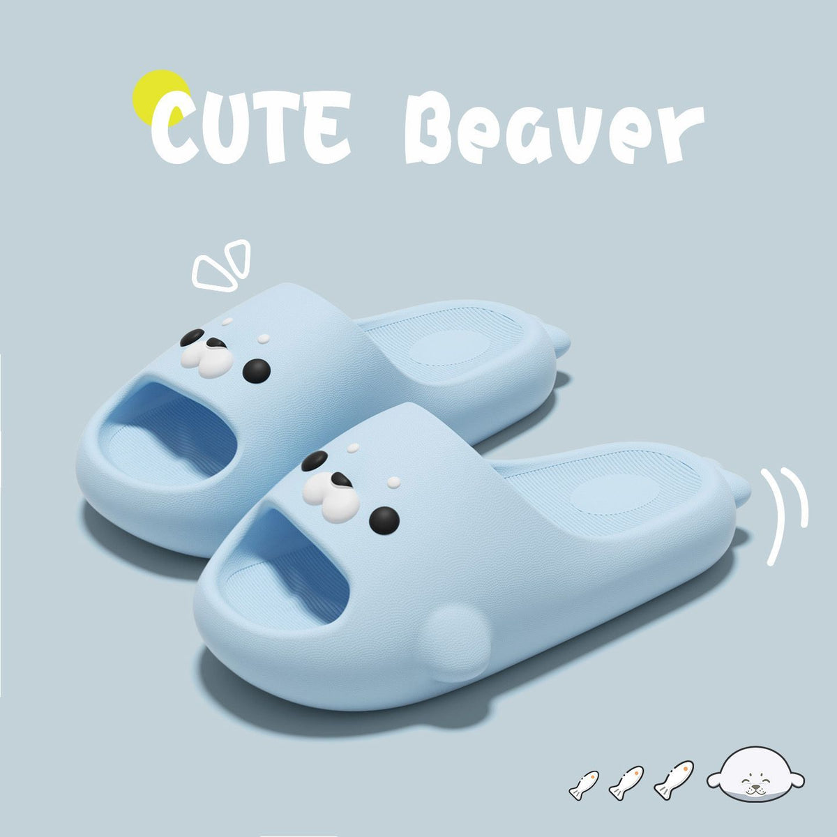 EVA Cute Seal Slippers for Couples, Quiet Non-Slip Indoor Bathroom House Shoes