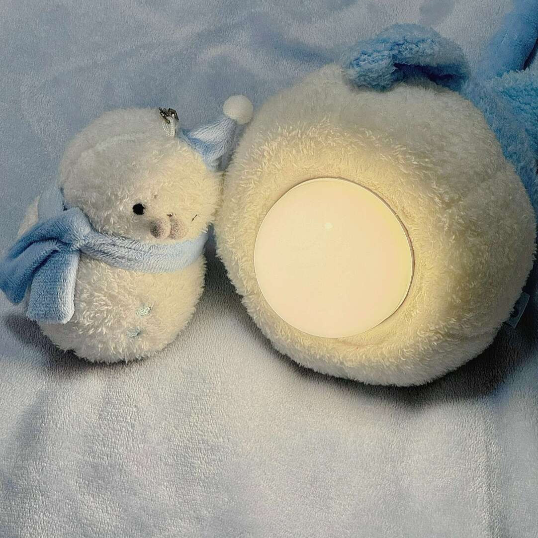 Fluffy Seal Snowman Plush Night Light for Bedside