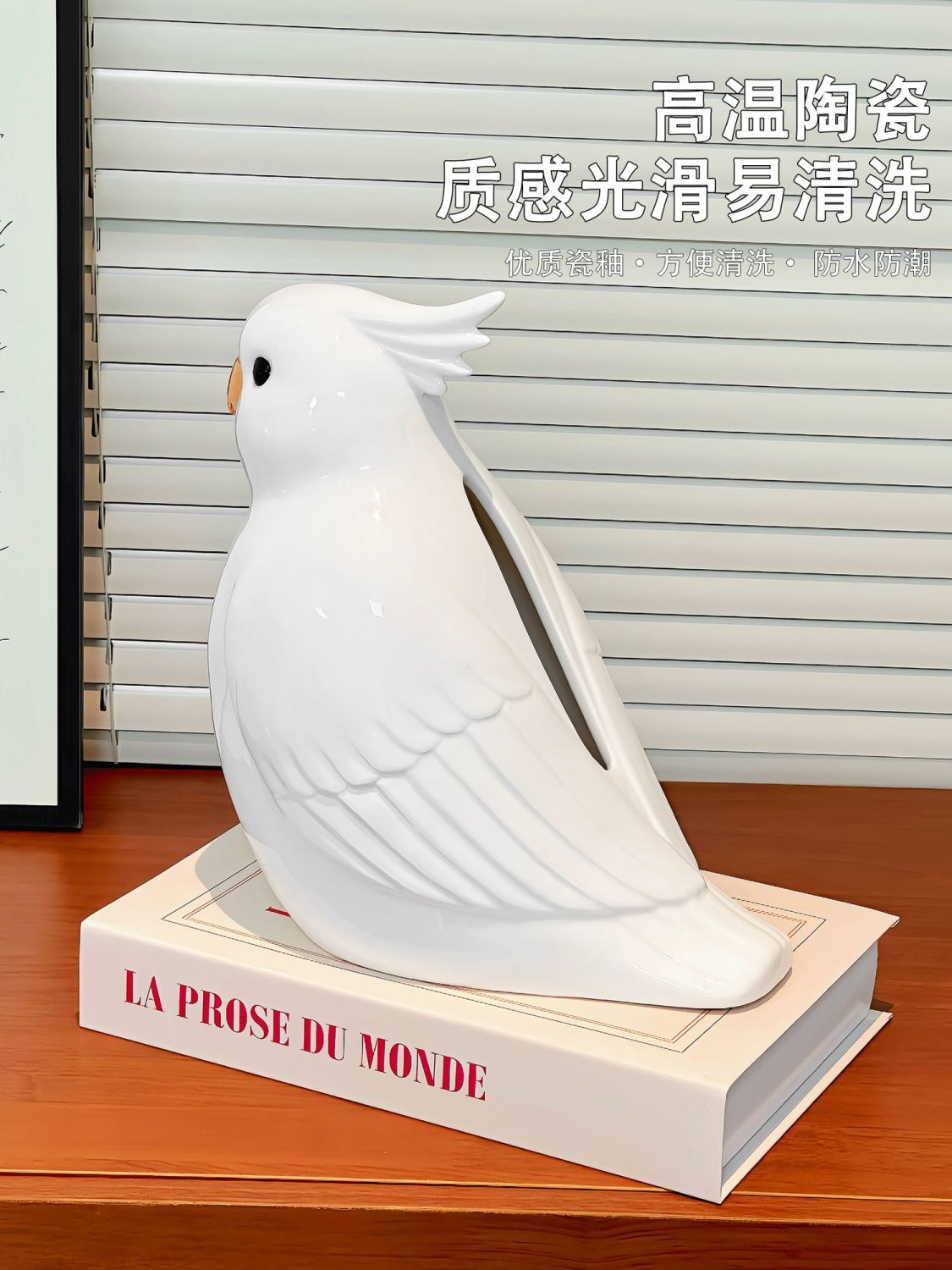 Ceramic Cockatiel Tissue Box Holder, Cute Parrot Napkin Box for Table