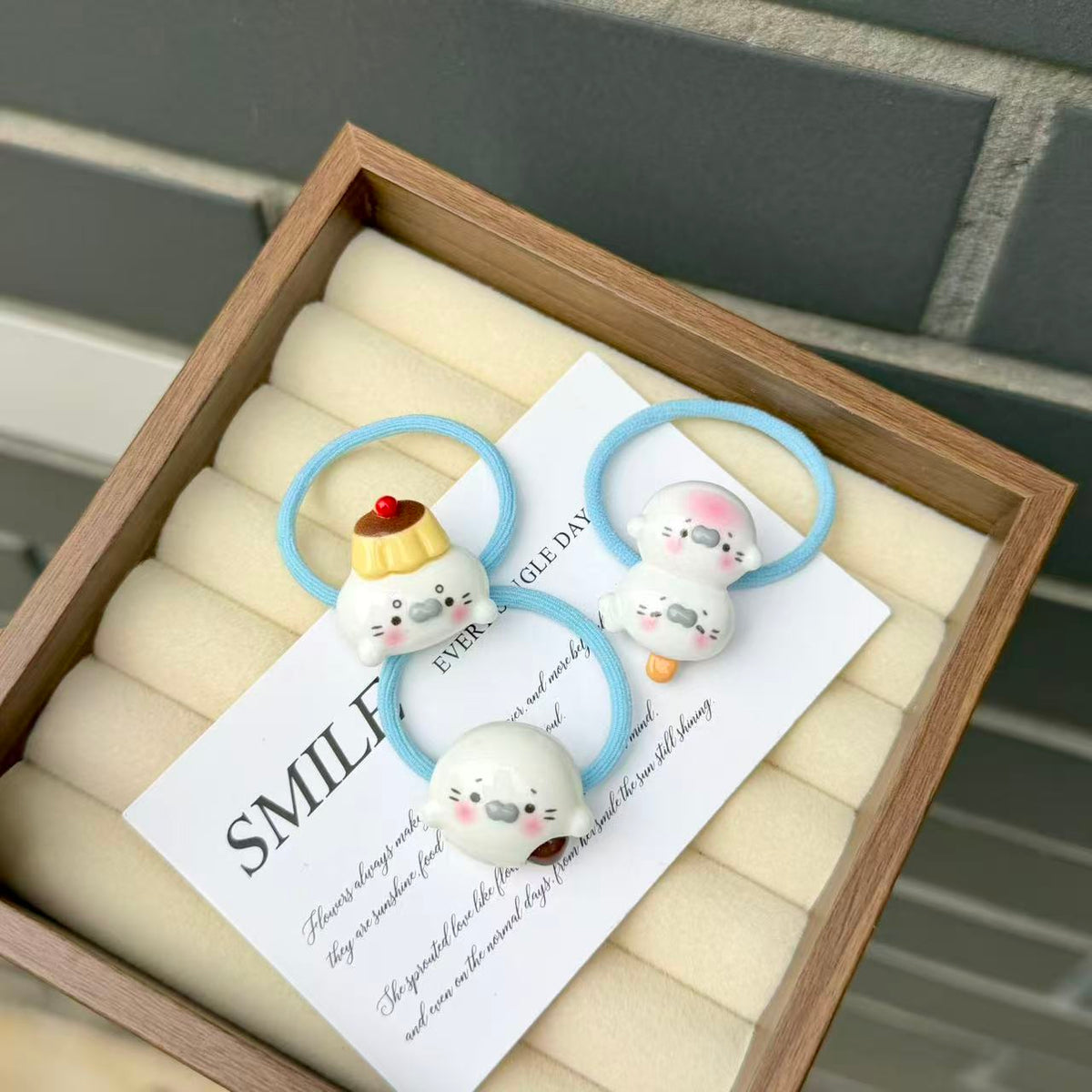 Cute Seal Hair Ties - Blue Cartoon Ponytail Holders for Girls