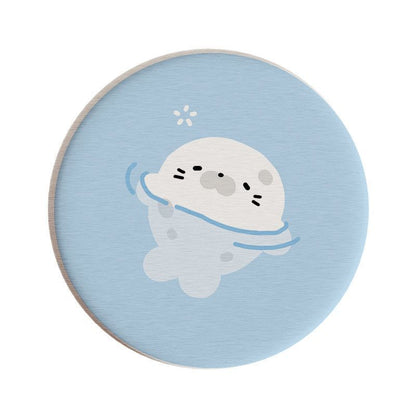 Cute Cartoon Seal Diatomite Coaster Set for Desk, Table, and Bar