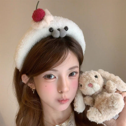Fluffy Seal Spa Headband for Face Washing & Makeup