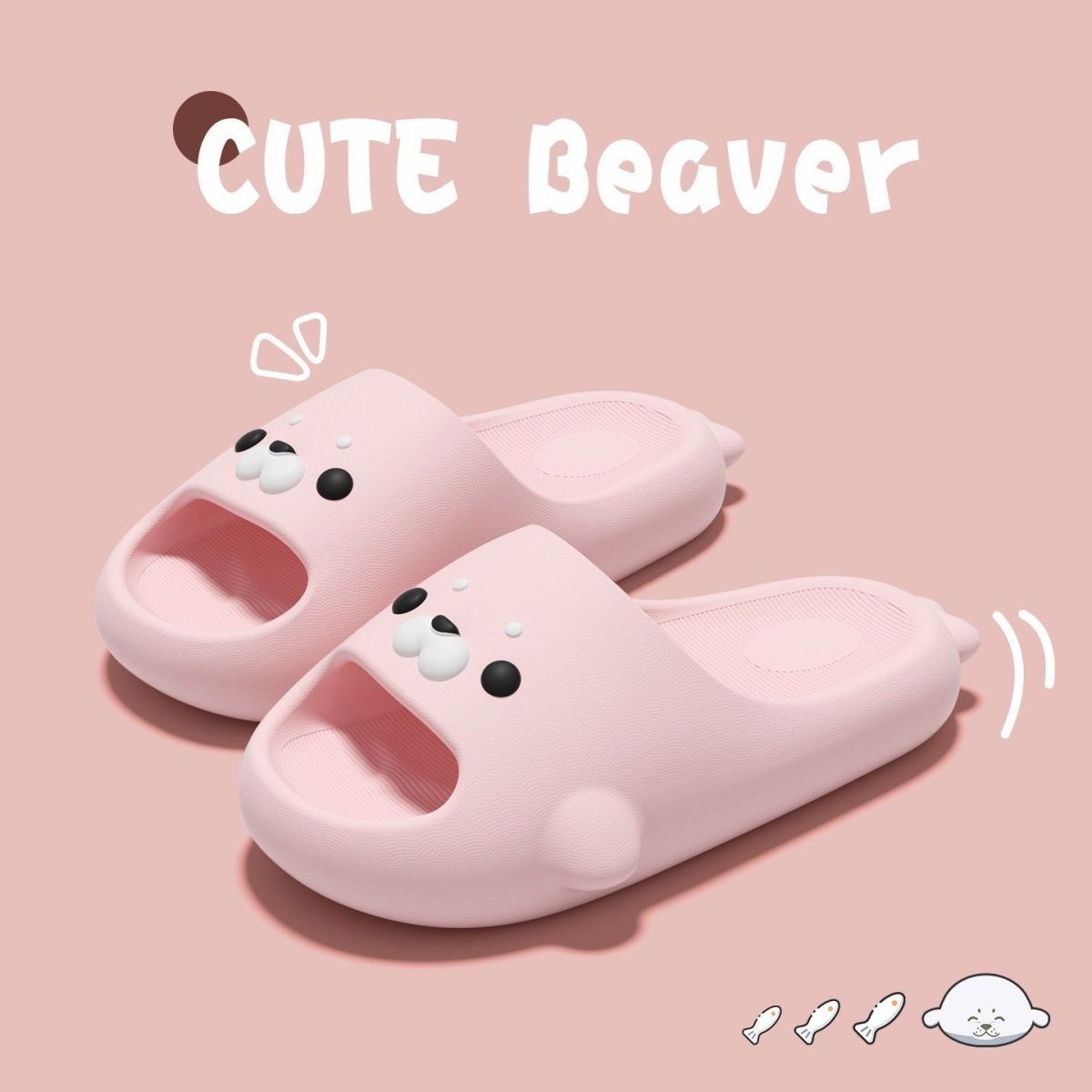 EVA Cute Seal Slippers for Couples, Quiet Non-Slip Indoor Bathroom House Shoes