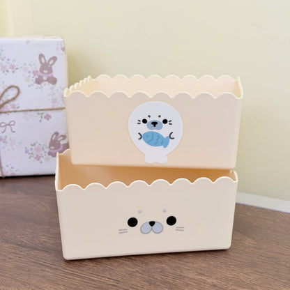 Cream Seal Lace Desk Organizer for Stationery and Small Items
