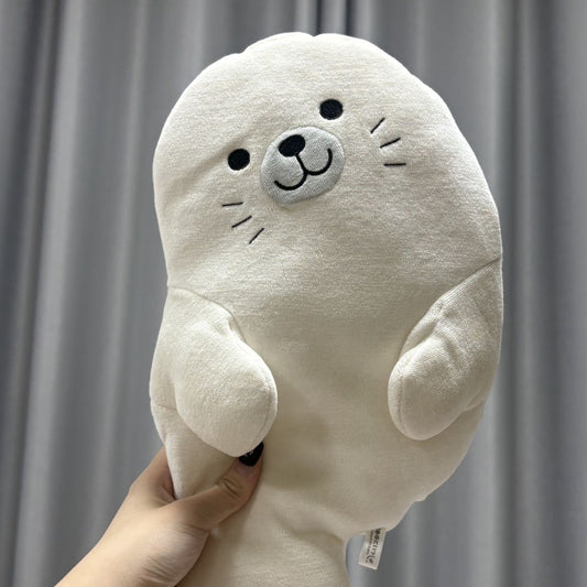 Cute Seal Plush Wristlet Bag, Cartoon White Seal Plush Toy Bag with Velcro Storage