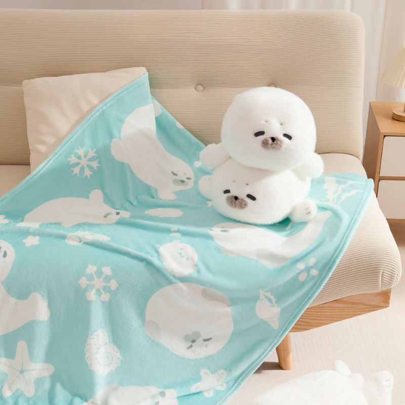 2-in-1 Mochi Seal Plush Pillow with Hidden Blanket