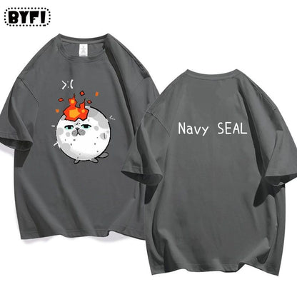 Cute Seal Graphic Cotton T-Shirt in Multiple Designs