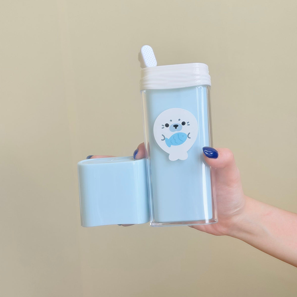 Cute Seal 3-in-1 Travel Rinse Cup with Toothbrush Holder for Students