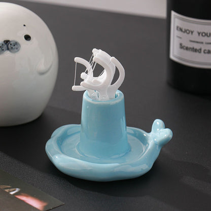 Cute Ceramic Seal Toothpick Holder for Living Room Decor
