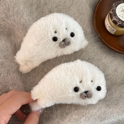 Fluffy Seal Plush Claw Hair Clip & Gift Set