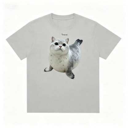 GRTQ Seal Graphic Heavyweight Cotton T-Shirt for Men and Women