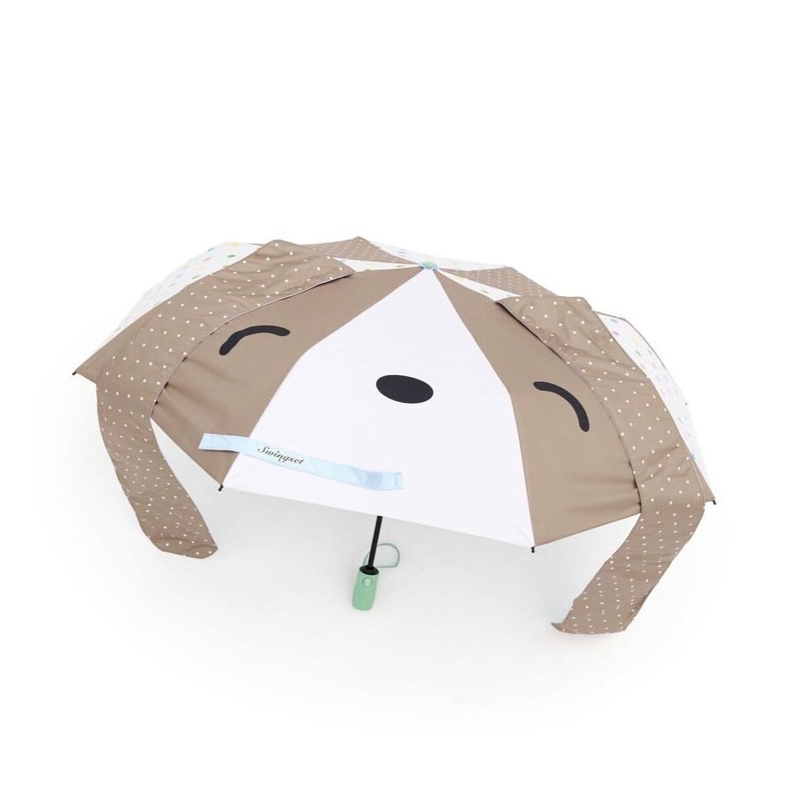 Cute Brown Dog Umbrella with Black Coating for Sun and Rain