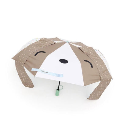 Cute Brown Dog Umbrella with Black Coating for Sun and Rain