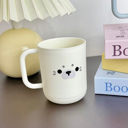 Cute Seal Face Rinse Cup Set for Couples, Minimalist Toothbrush Cup