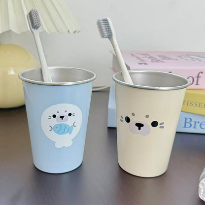 Cute Cartoon Seal 304 Stainless Steel Mouthwash Cup for Students Dorm Bathroom