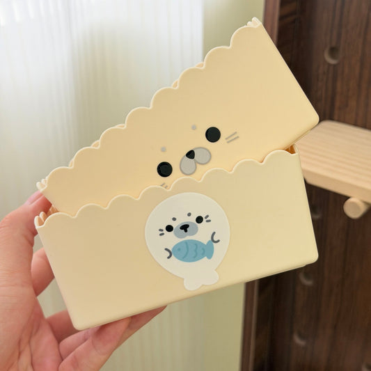 Cream Seal Lace Desk Organizer for Stationery and Small Items
