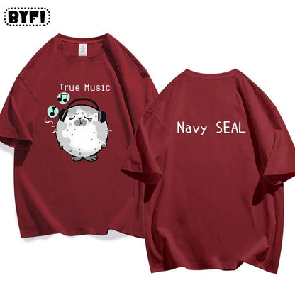 Cute Seal Graphic Cotton T-Shirt in Multiple Designs