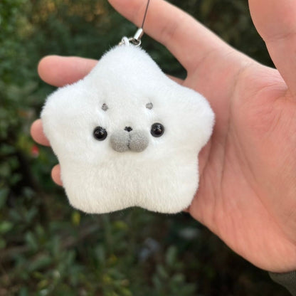 Cute Plush Seal Keychain with Heart, Squeaky Star Seal Plush Toy