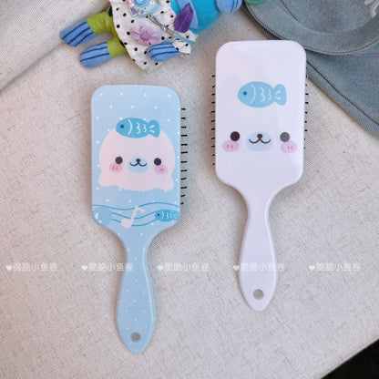 Cute Seal Cushion Hairbrush with Scalp Massage, Portable
