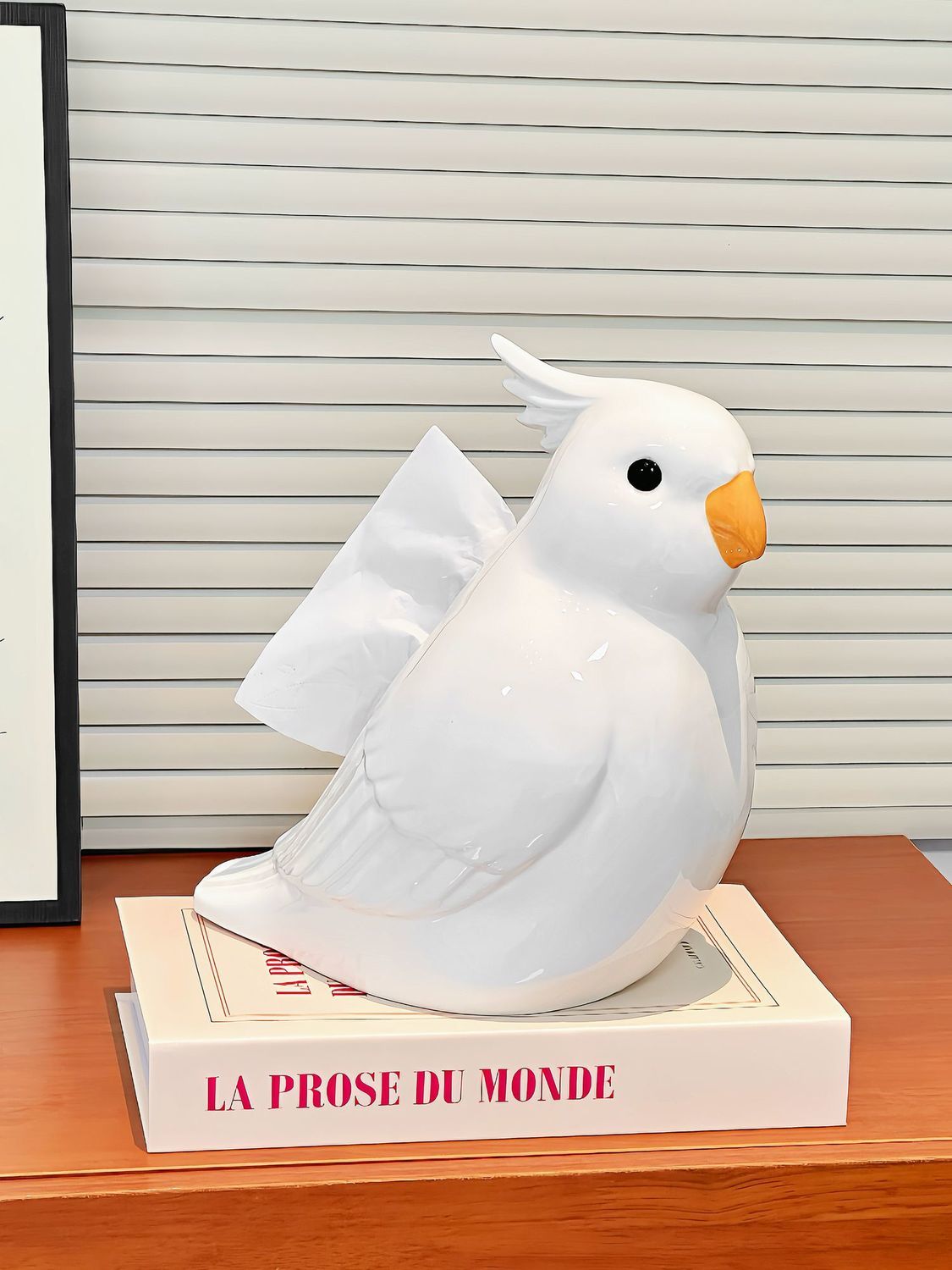 Ceramic Cockatiel Tissue Box Holder, Cute Parrot Napkin Box for Table