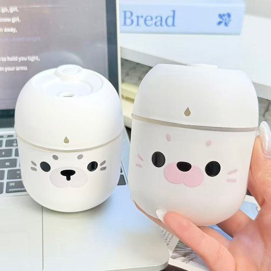 Cute Seal Face Mini Humidifier, Small Desktop Mist Maker for Bedroom, Dorm, Office