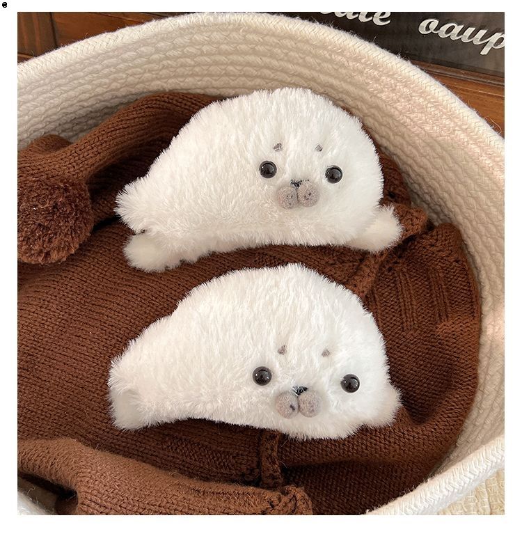Fluffy Seal Plush Claw Hair Clip & Gift Set