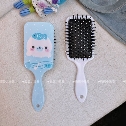 Cute Seal Cushion Hairbrush with Scalp Massage, Portable