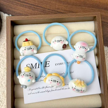 Cute Seal Hair Ties - Blue Cartoon Ponytail Holders for Girls