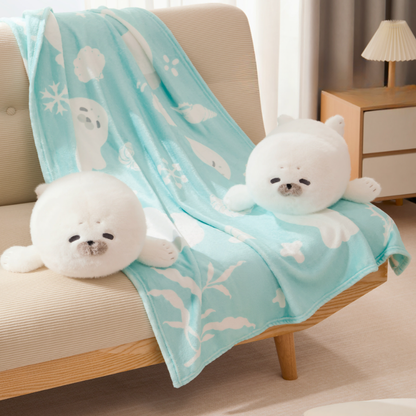 2-in-1 Mochi Seal Plush Pillow with Hidden Blanket
