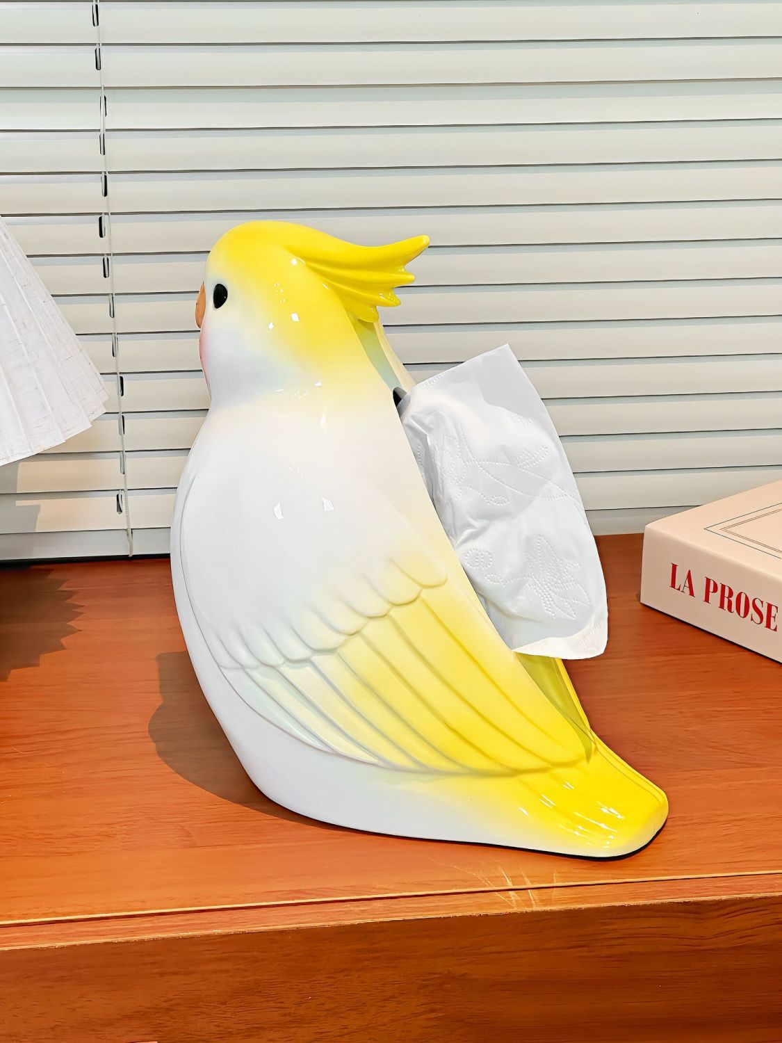 Ceramic Cockatiel Tissue Box Holder, Cute Parrot Napkin Box for Table