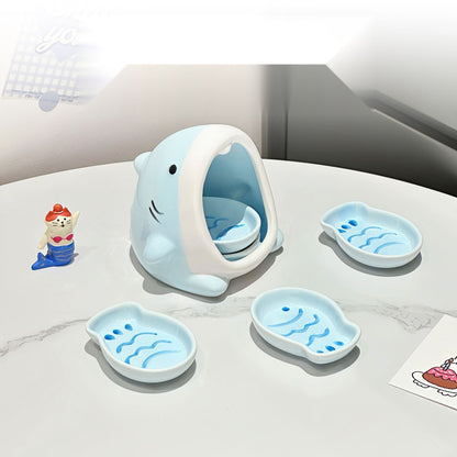 Shark Dipping Sauce Dish Set - Ceramic Soy Sauce & Vinegar Dishes for Hot Pot