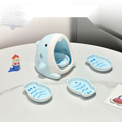 Shark Dipping Sauce Dish Set - Ceramic Soy Sauce & Vinegar Dishes for Hot Pot