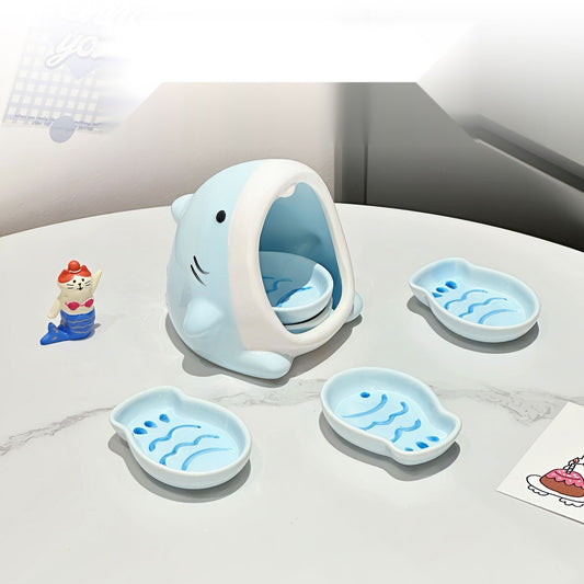 Shark Dipping Sauce Dish Set - Ceramic Soy Sauce & Vinegar Dishes for Hot Pot
