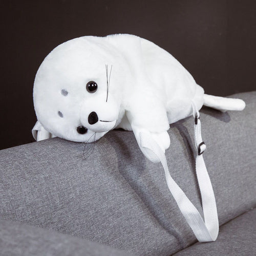 Mini Seal Plush Backpack with Matching Coin Pouch