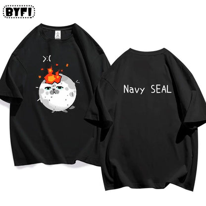 Cute Seal Graphic Cotton T-Shirt in Multiple Designs