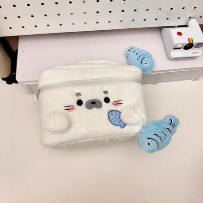 Fluffy Seal Makeup Organizer Pouch with Compartments