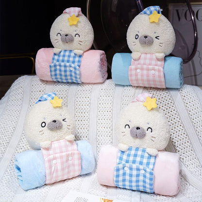 3D Seal Roll-Up Travel Blanket with Built-In Storage