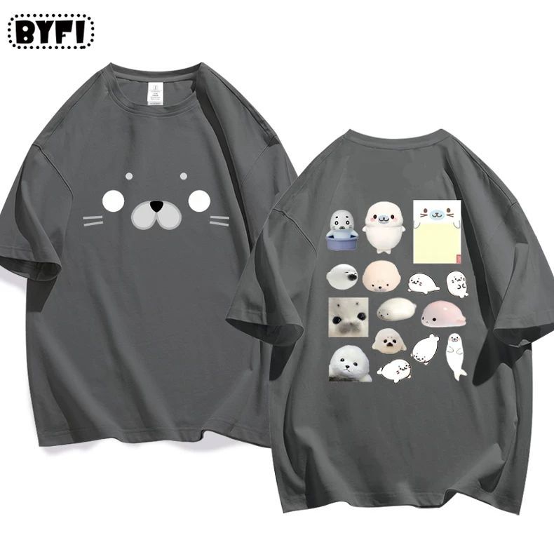 Cute Seal Graphic Cotton T-Shirt in Multiple Designs