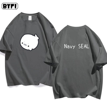 Cute Seal Graphic Cotton T-Shirt in Multiple Designs