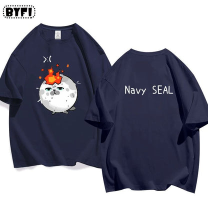 Cute Seal Graphic Cotton T-Shirt in Multiple Designs