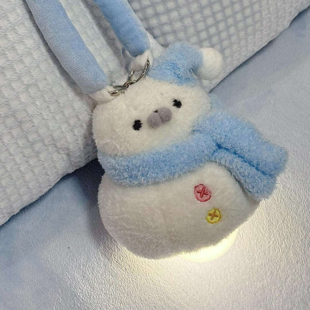 Fluffy Seal Snowman Plush Night Light for Bedside