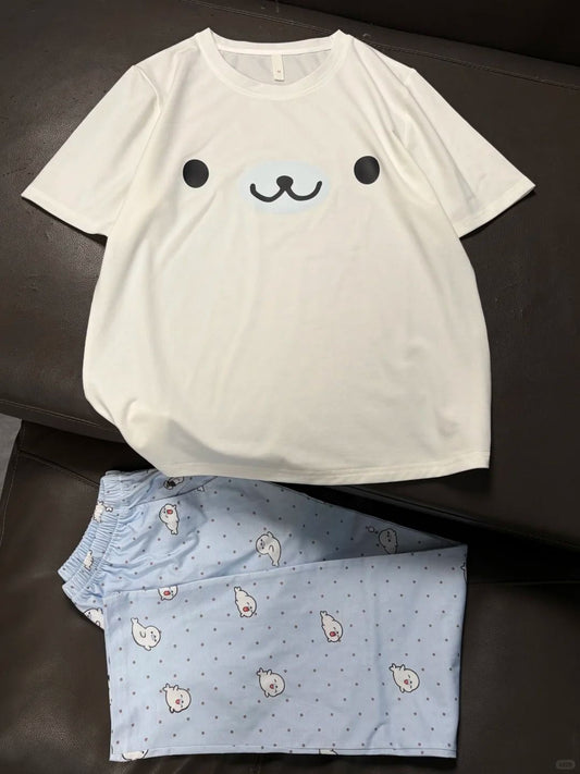 Cute Seal Print Short-Sleeve T-Shirt for Women, Loose Casual Summer Top