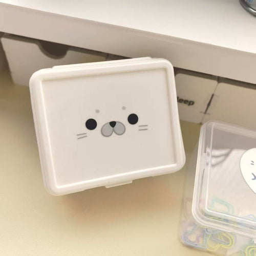 Cute Seal Flip-Top Storage Box for Cards, Hair Ties, and Clips
