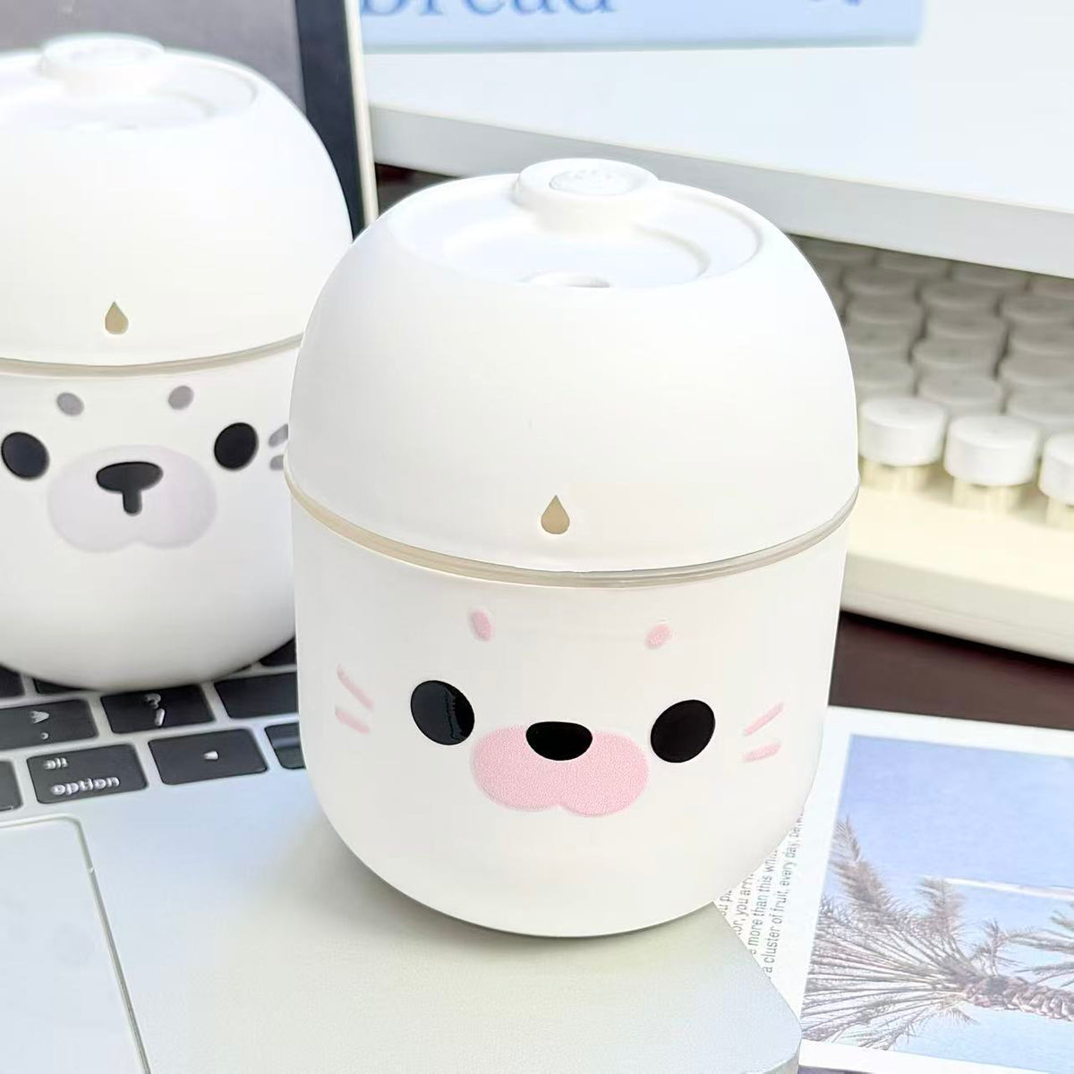 Cute Seal Face Mini Humidifier, Small Desktop Mist Maker for Bedroom, Dorm, Office