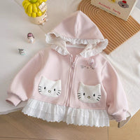 Pink Cat Lace Cardigan