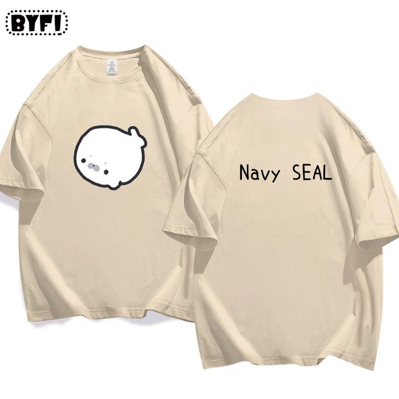 Cute Seal Graphic Cotton T-Shirt in Multiple Designs