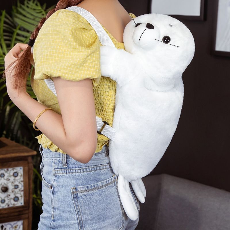 Mini Seal Plush Backpack with Matching Coin Pouch