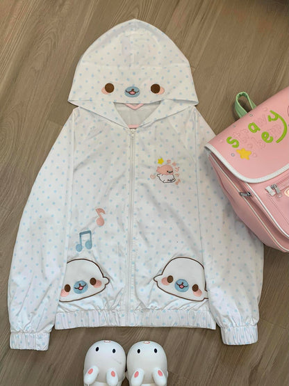 Seal Print Cooling UV-Protective Lightweight Hoodie