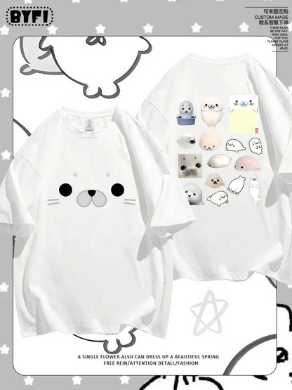 Cute Seal Graphic Cotton T-Shirt in Multiple Designs